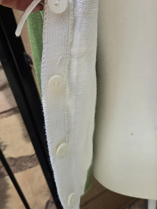 Storybook Knits Green and White Floral Appliqué Women’s Sweater Cardigan Tulips - Picture 5 of 10